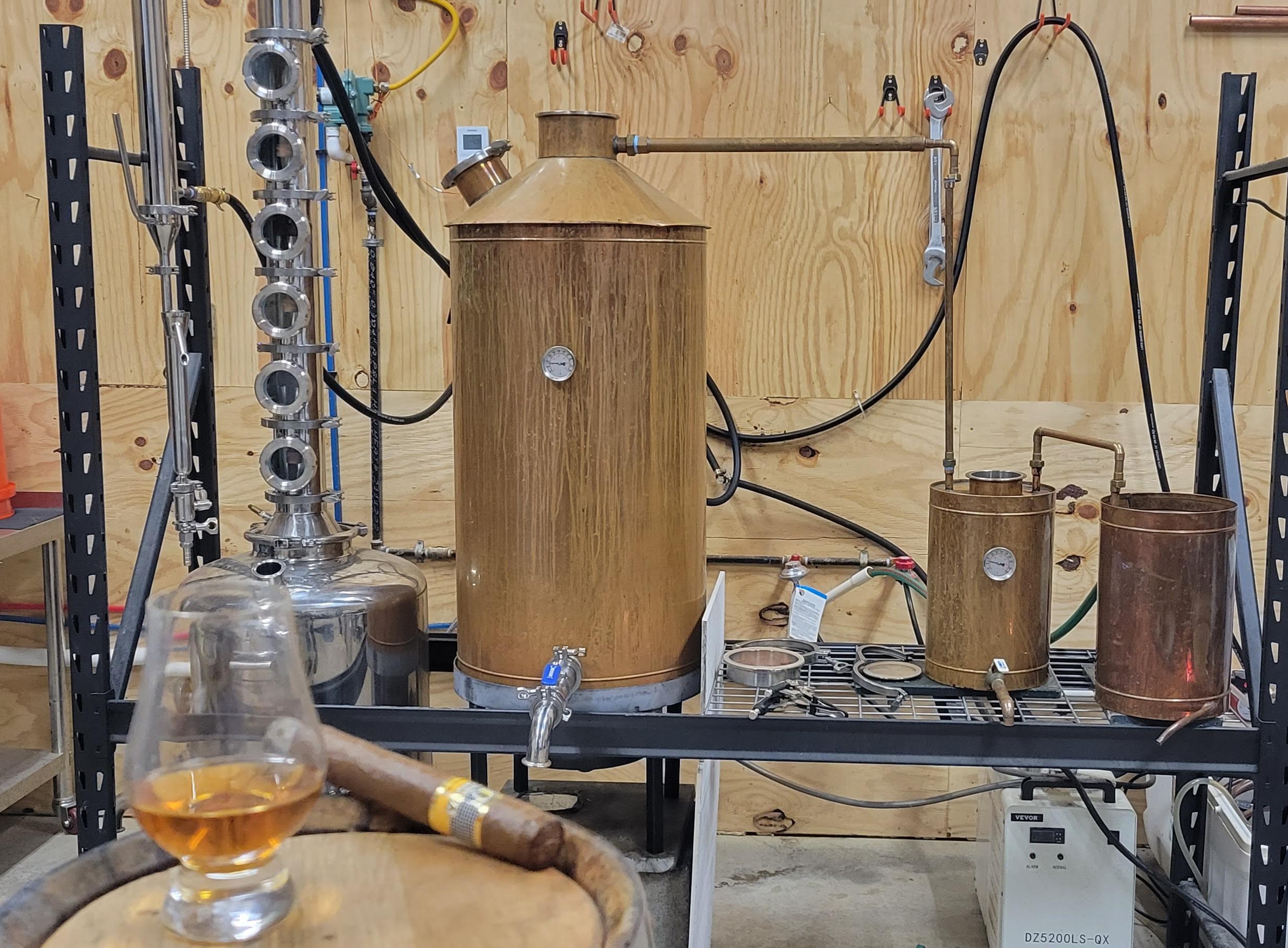 Copper still at Bakalian Family Distilling, Bryan TX