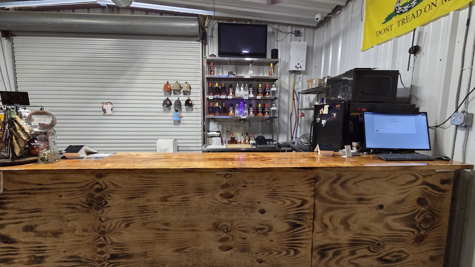 Tasting room bar and BFD spirits display